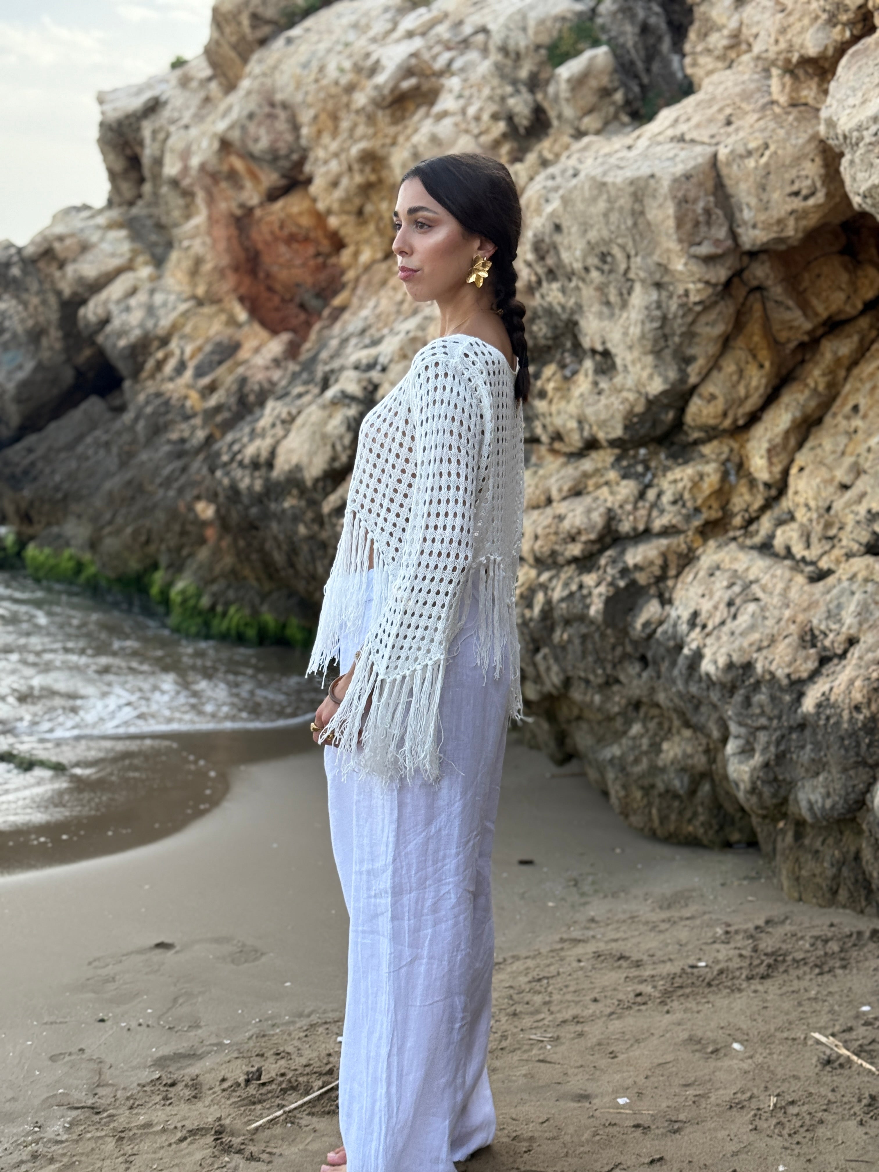 Pantalón lino flare goma