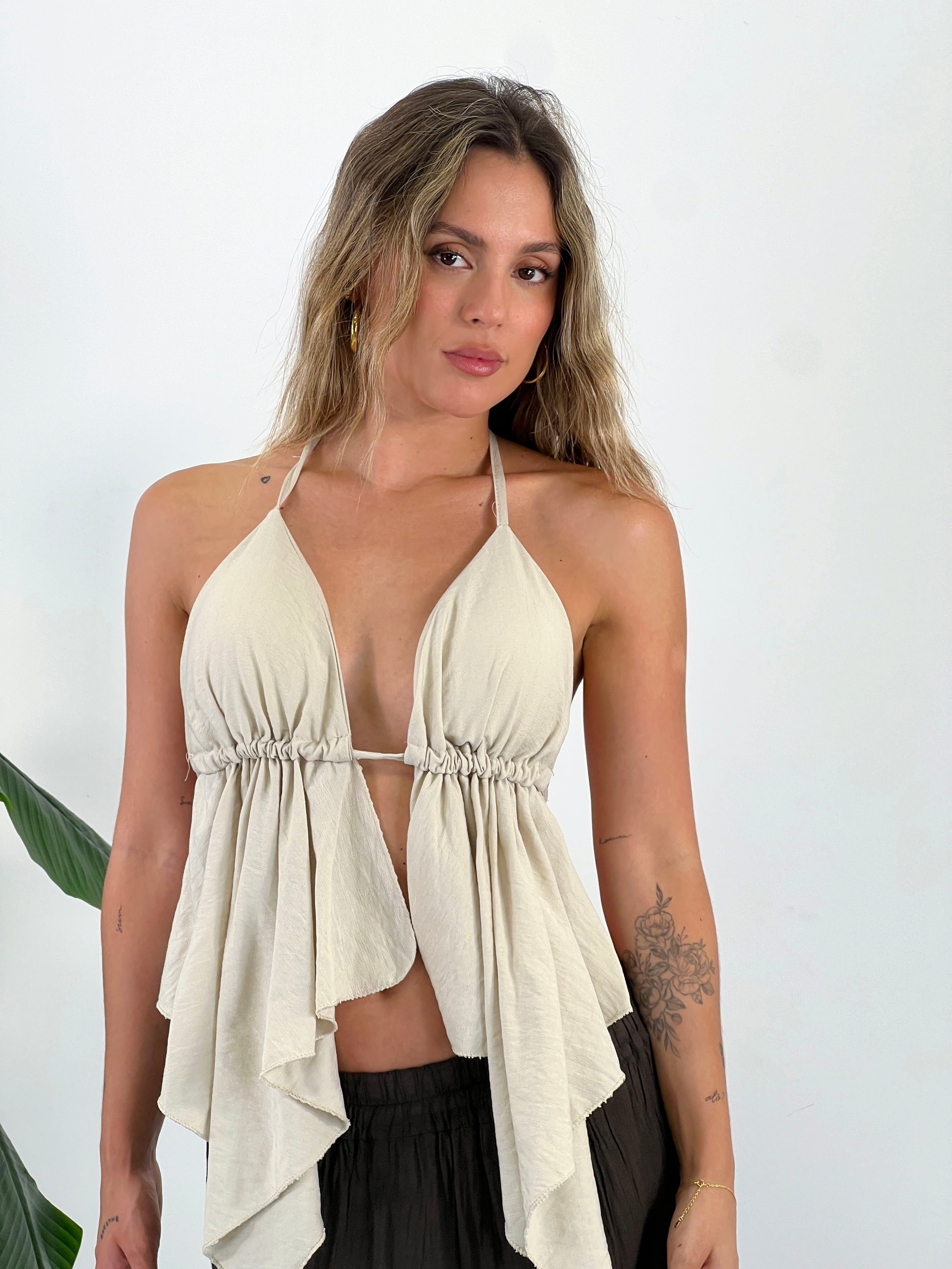 Top tirants halter amb volants