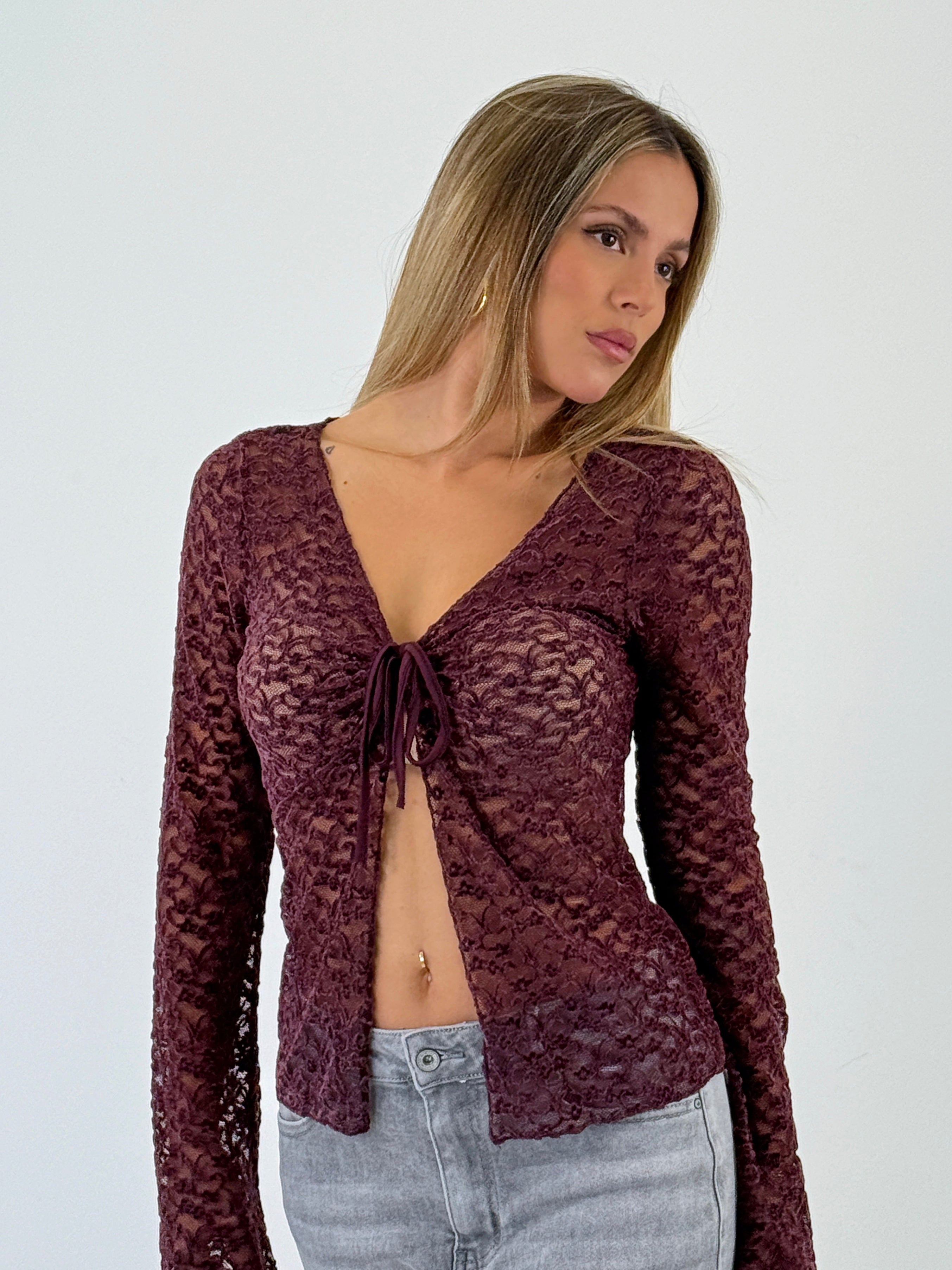 Camisa lazada encaje terciopelo - Zebra&Maduixa®