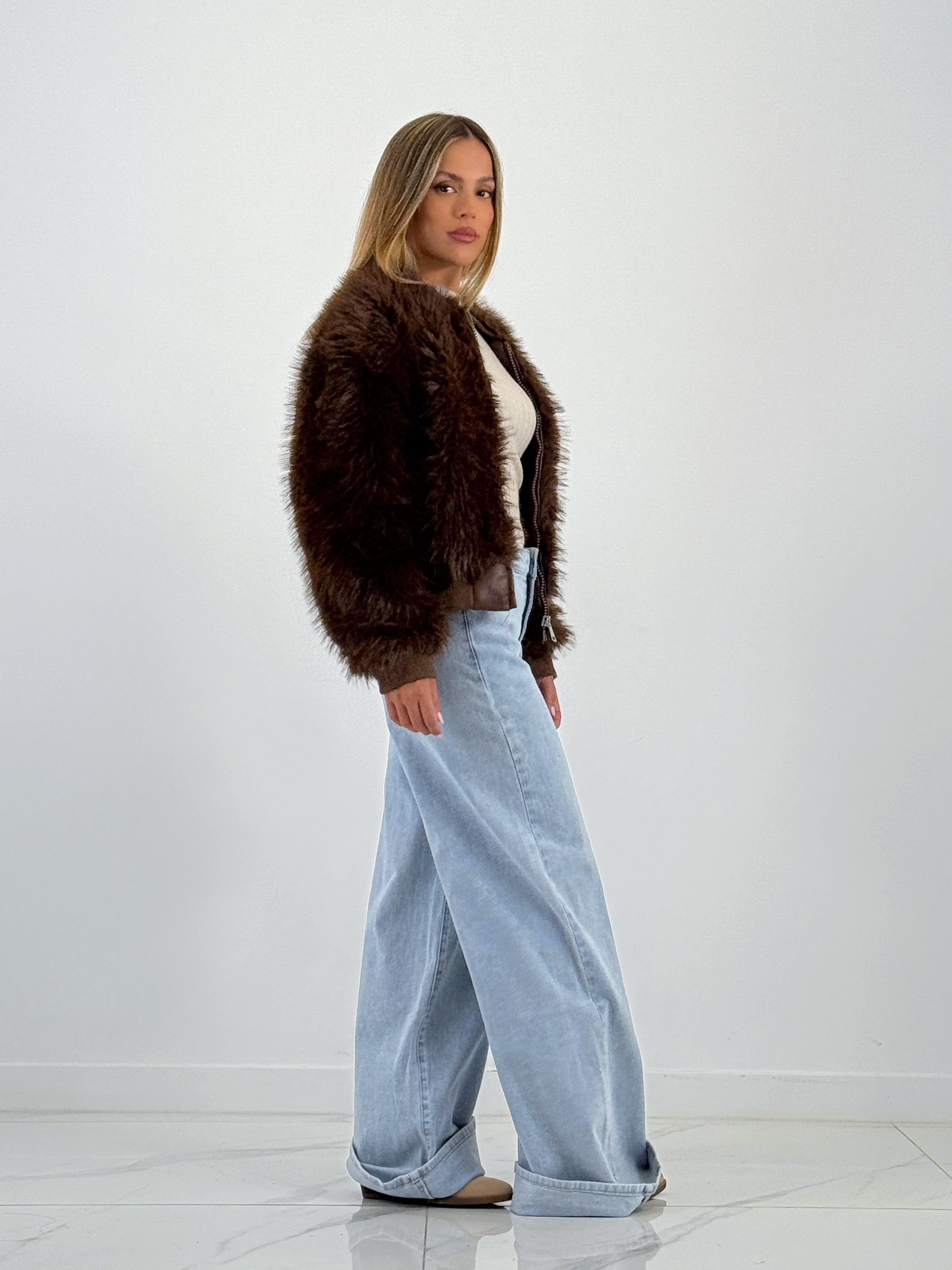 Chaqueta bomber efecto pelo