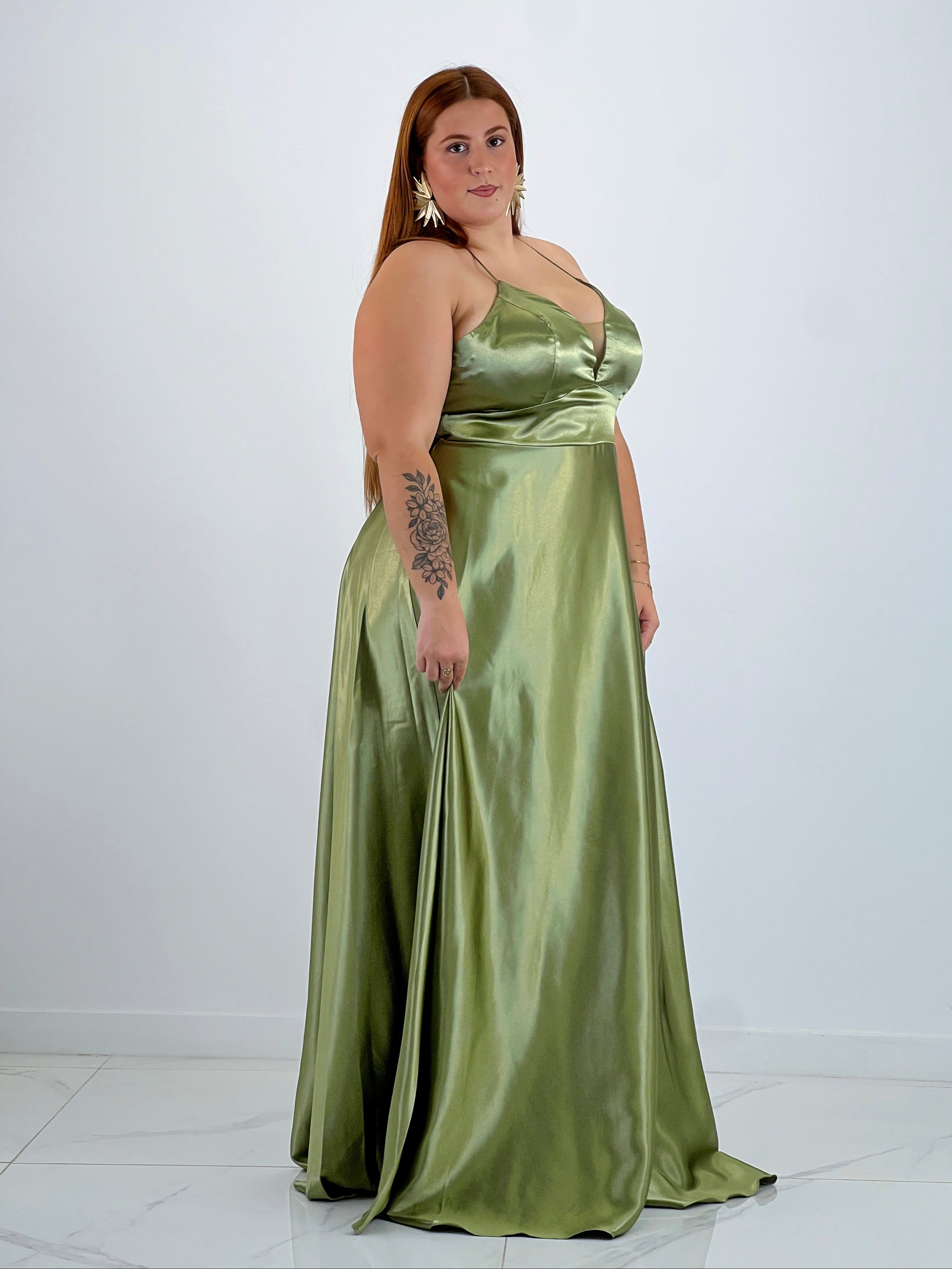 Vestido raso ceremonia Emma