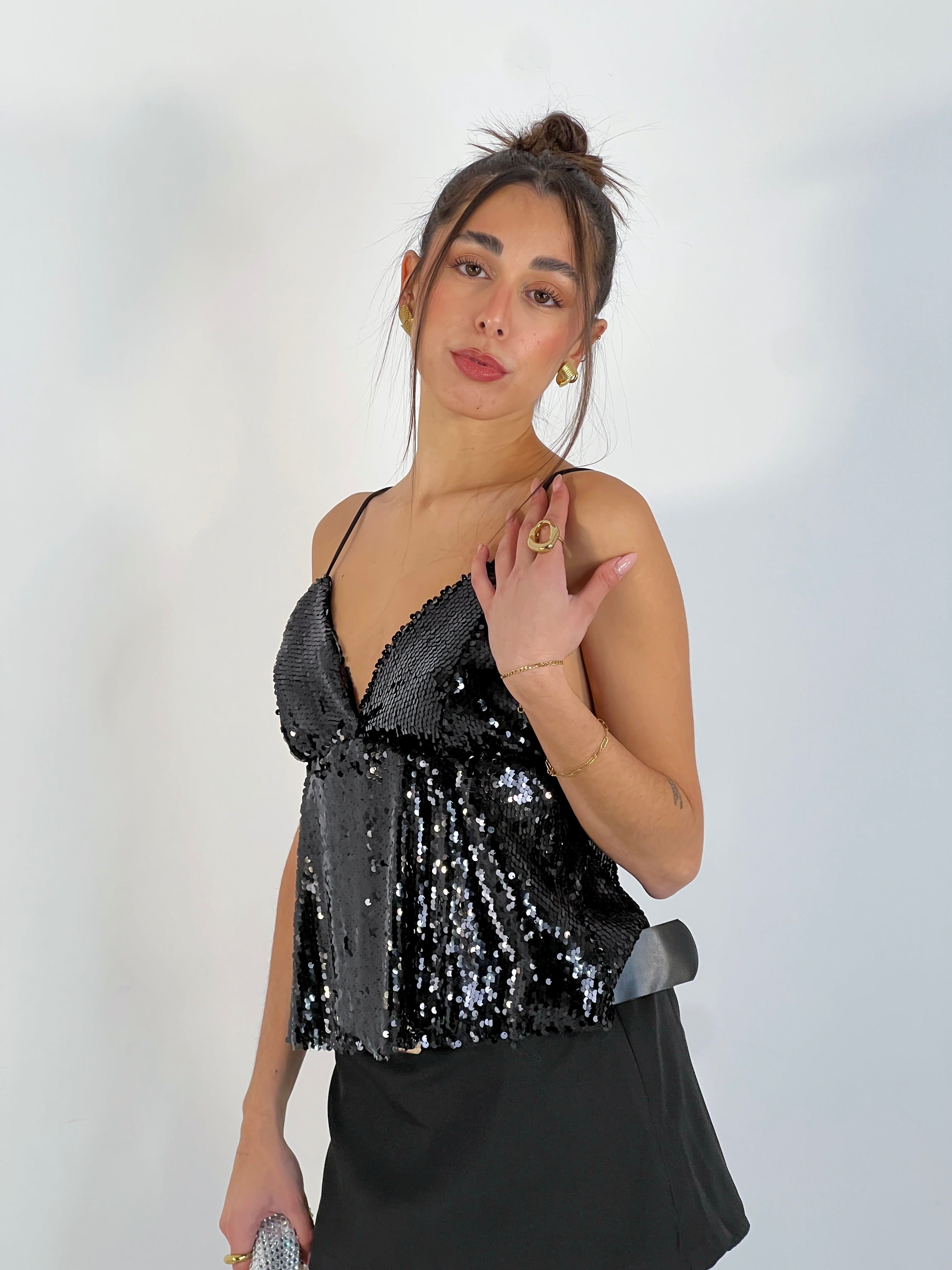 Top V-neck Sequin
