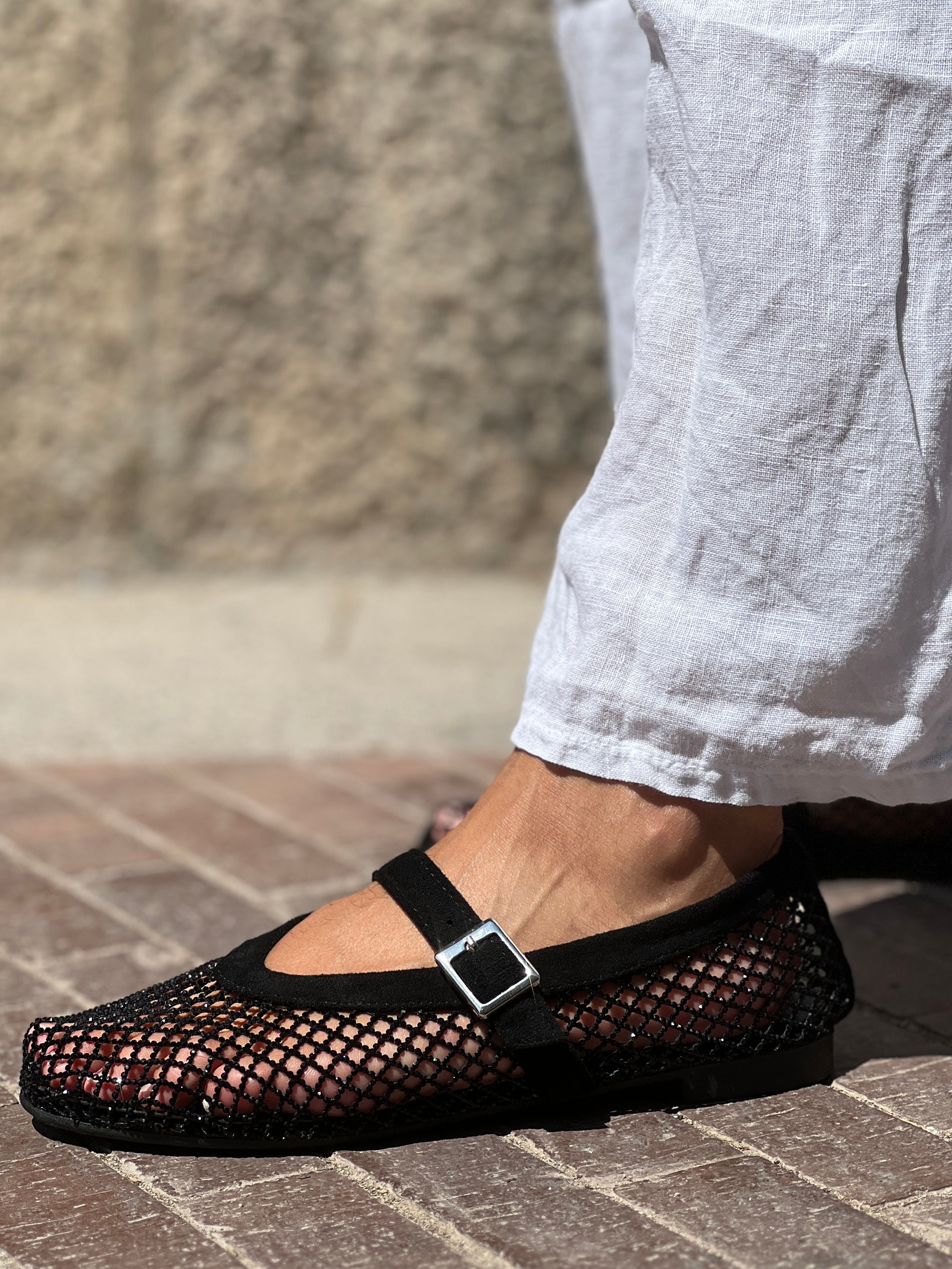 Ballet flats with mesh
