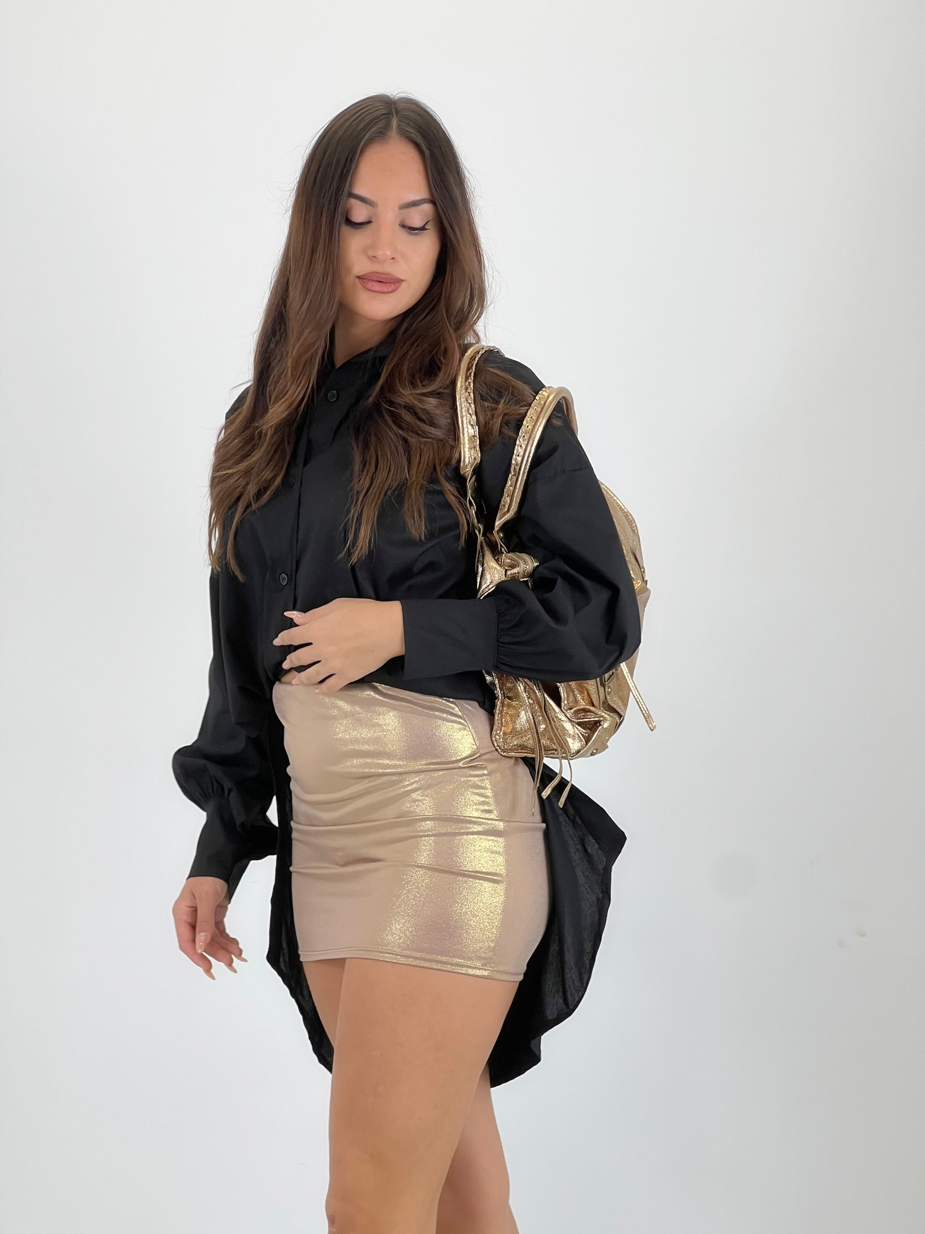 Falda mini dorado metalizado