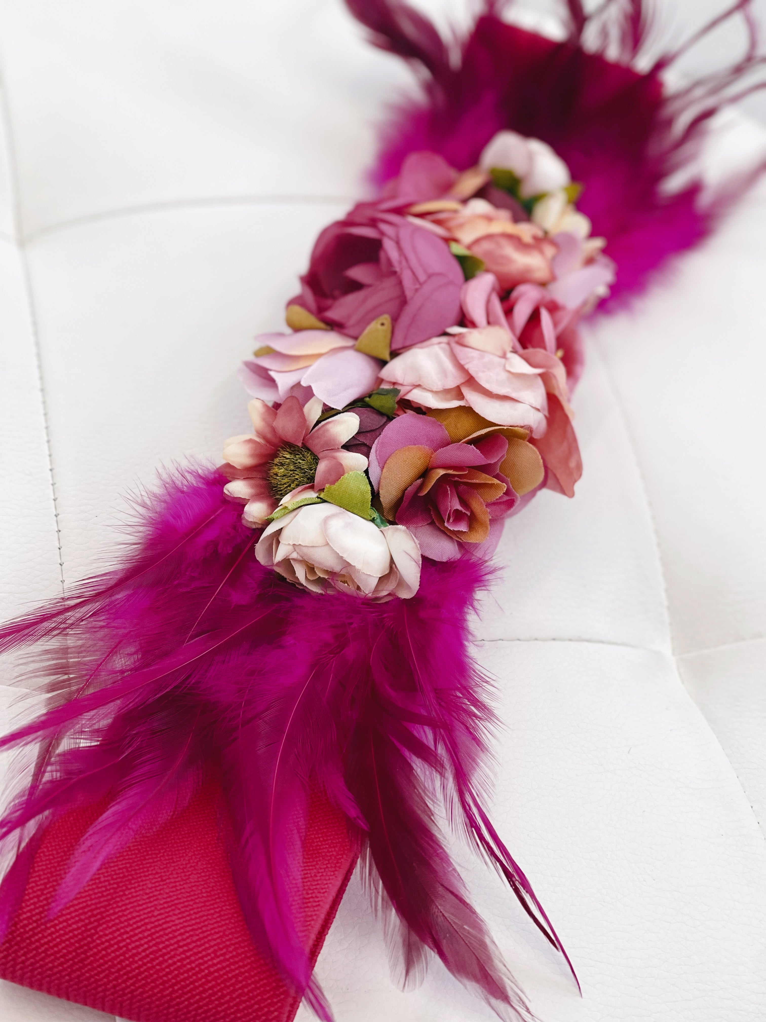 Cintura elastica rosa con fiori
